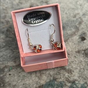 Swarovski Orange Crystal Drop Earrings in Silver-Tone Setting